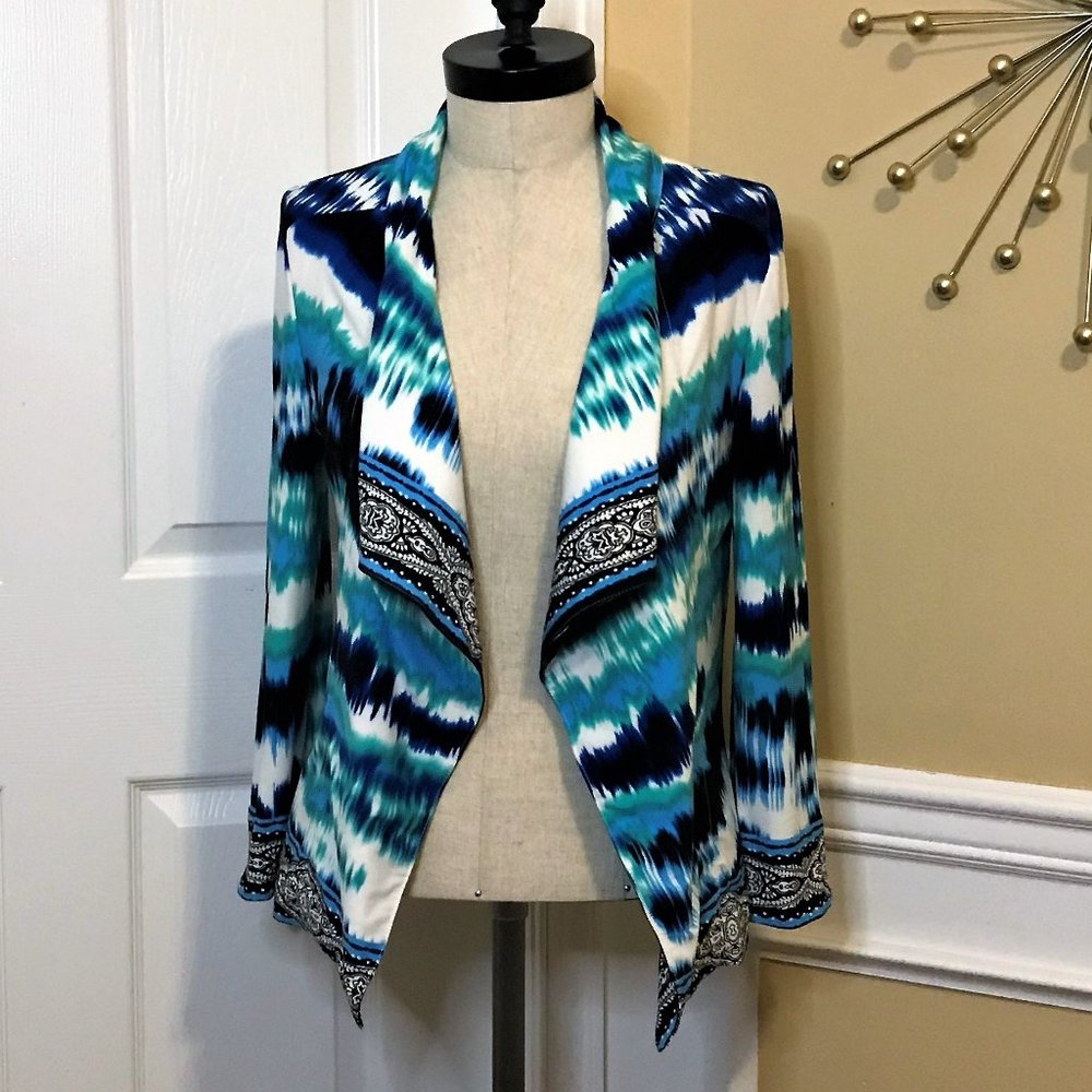 Chico’s Blue Tie Dye Open-Front Cardigan Size XS